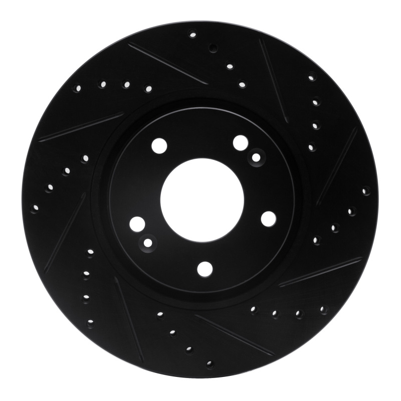 Hyundai Tucson Brake Rotor (1) - Front Right - R1 Concepts - Drilled & Slotted - Black - `05-`24